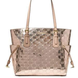 Michael Michael Kors Voyager Logo Embossed Patent Large East West Tote